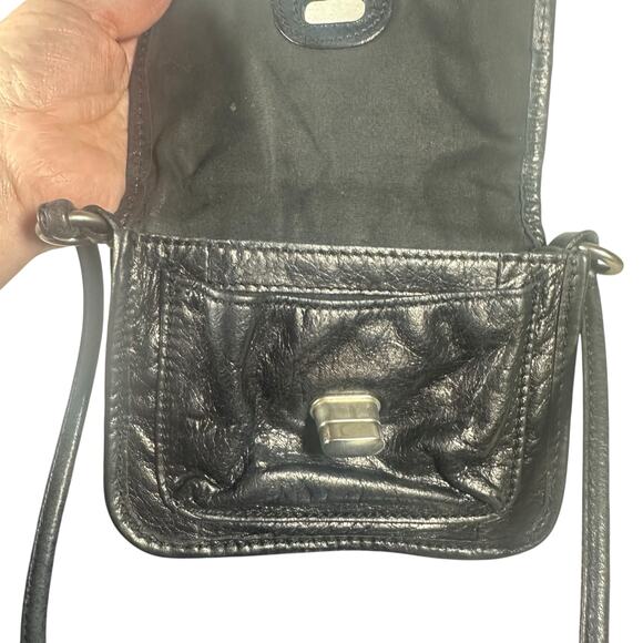 Fossil Black Leather Small Crossbody Bag Adjustable Strap Vintage Turn Lock - Picture 6 of 8